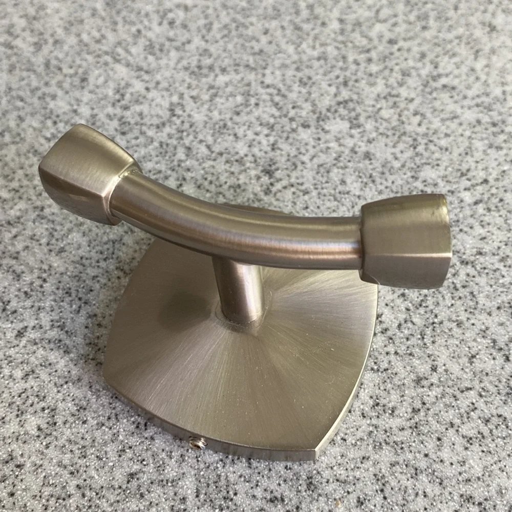 Brushed chrome, toilet paper holder, and double hook